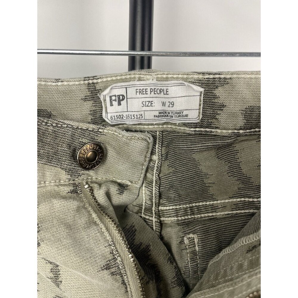 Free People Green Black Overdye Jacquard High Rise Skinny Jeans Size 29 - Picture 3 of 6